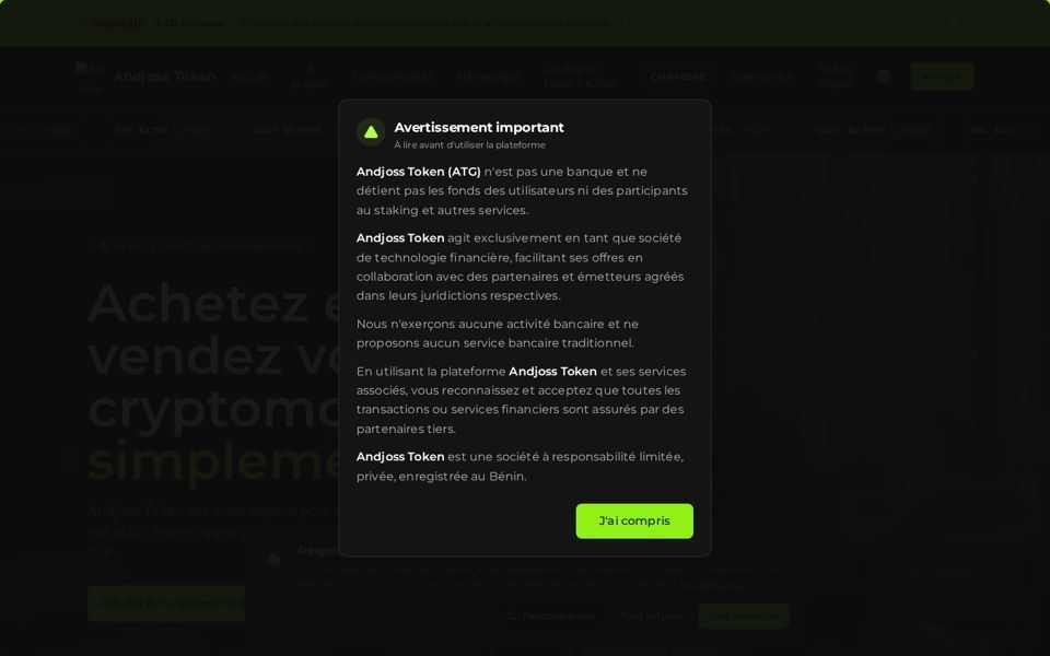 Aperçu du projet Andjoss Token